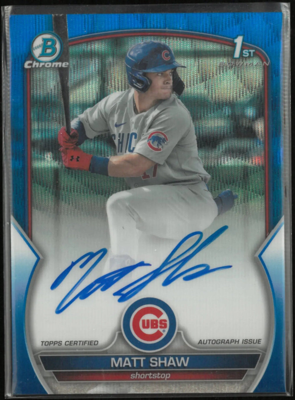 2023 Topps Bowman Chrome Autograph Matt Shaw Auto Blue Wave /150