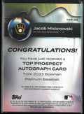 2023 Topps Bowman Platinum Prospect Autograph Jacob Misirowski Auto