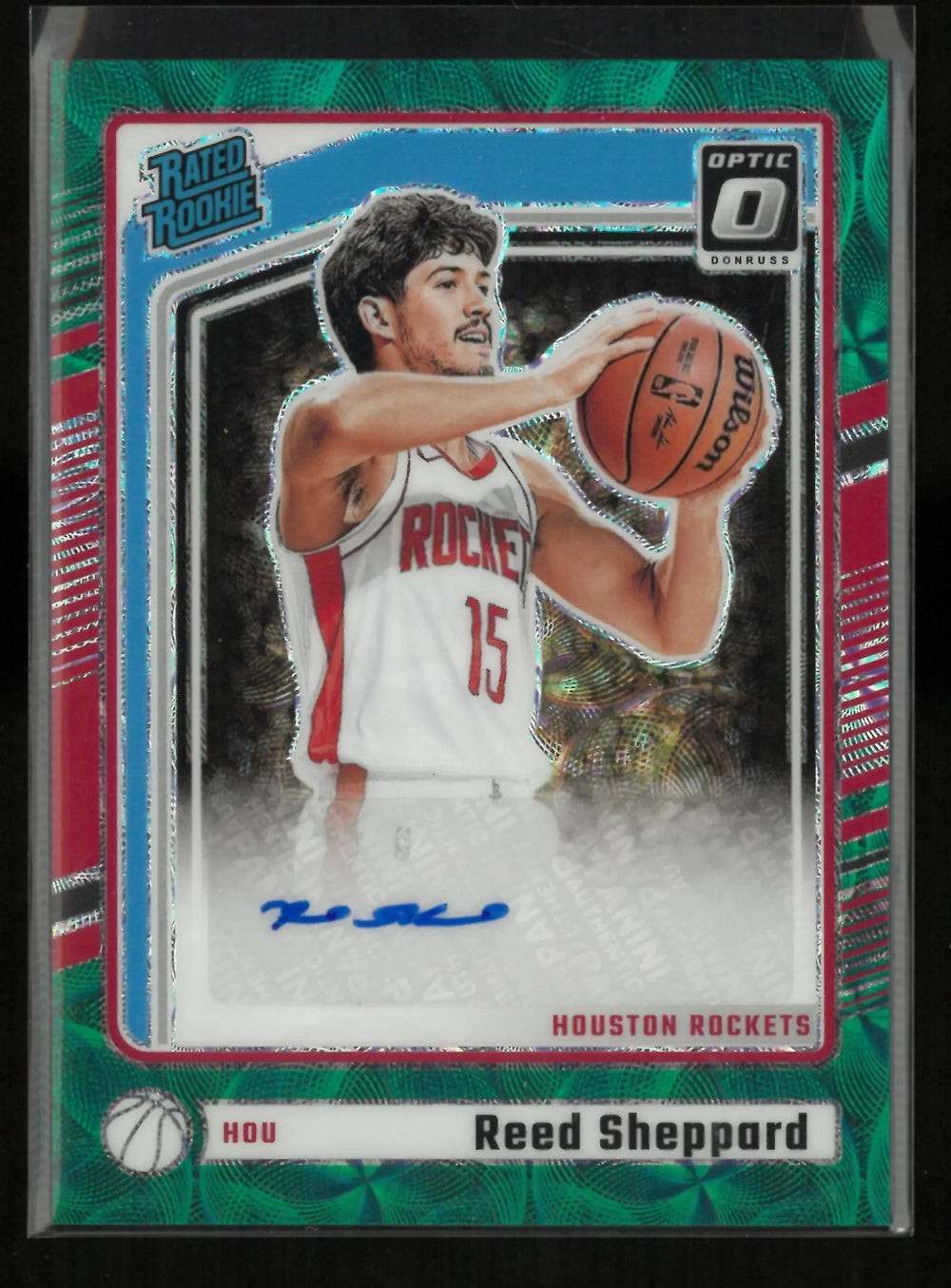 2024-25 Panini Donruss Optic Rated Rookie Autograph Reed Sheppard Green Scope/25