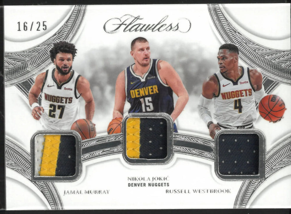 2024-25 Panini Flawless Basketball Triple Patches Murray Jokic Westbrook /25