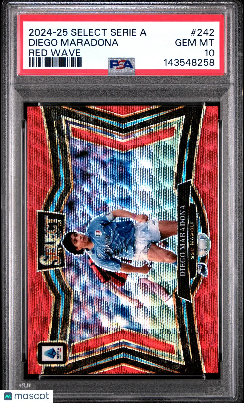2024-25 Panini Select Serie A Diego Maradona #242 Red Wave PSA 10 Pop 2