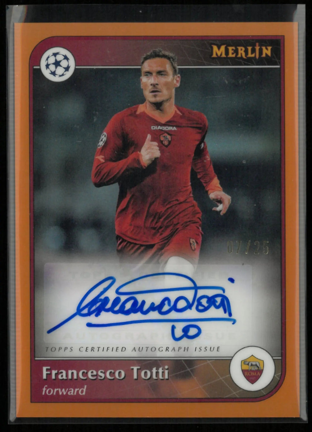 2024-25 Topps Merlin UEFA Club Competitions Autograph Francesco Totti Orange /25