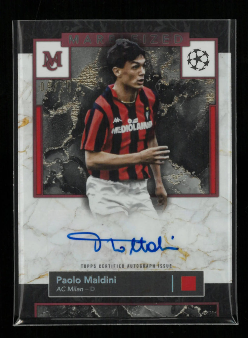 2024/25 Topps Museum Collection UEFA Club Competitions Museum Marbleized Auto Paolo Maldini /25