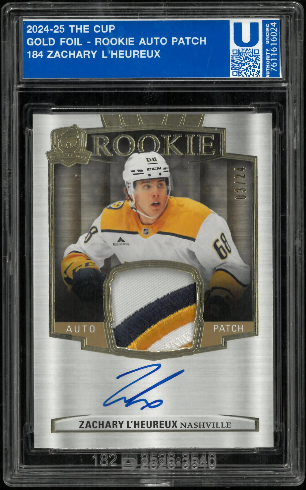 2024-25 UD The Cup Gold Rookie Tri Color Patch Auto Zachary L'Heureux /24