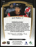 2024-25 Upper Deck Stature Hockey Jack Hughes 3 Color Patch Auto Green /35