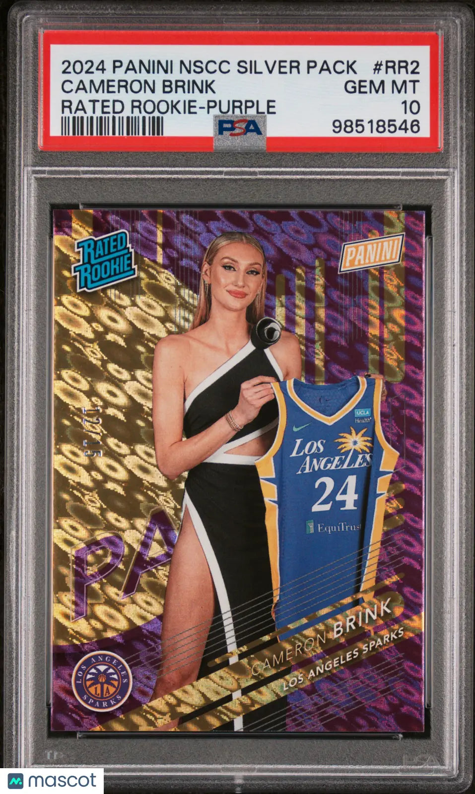 2024 Panini NSCC Silver Pack Rated Rookie Cameron Brink Purple /15 PSA 10