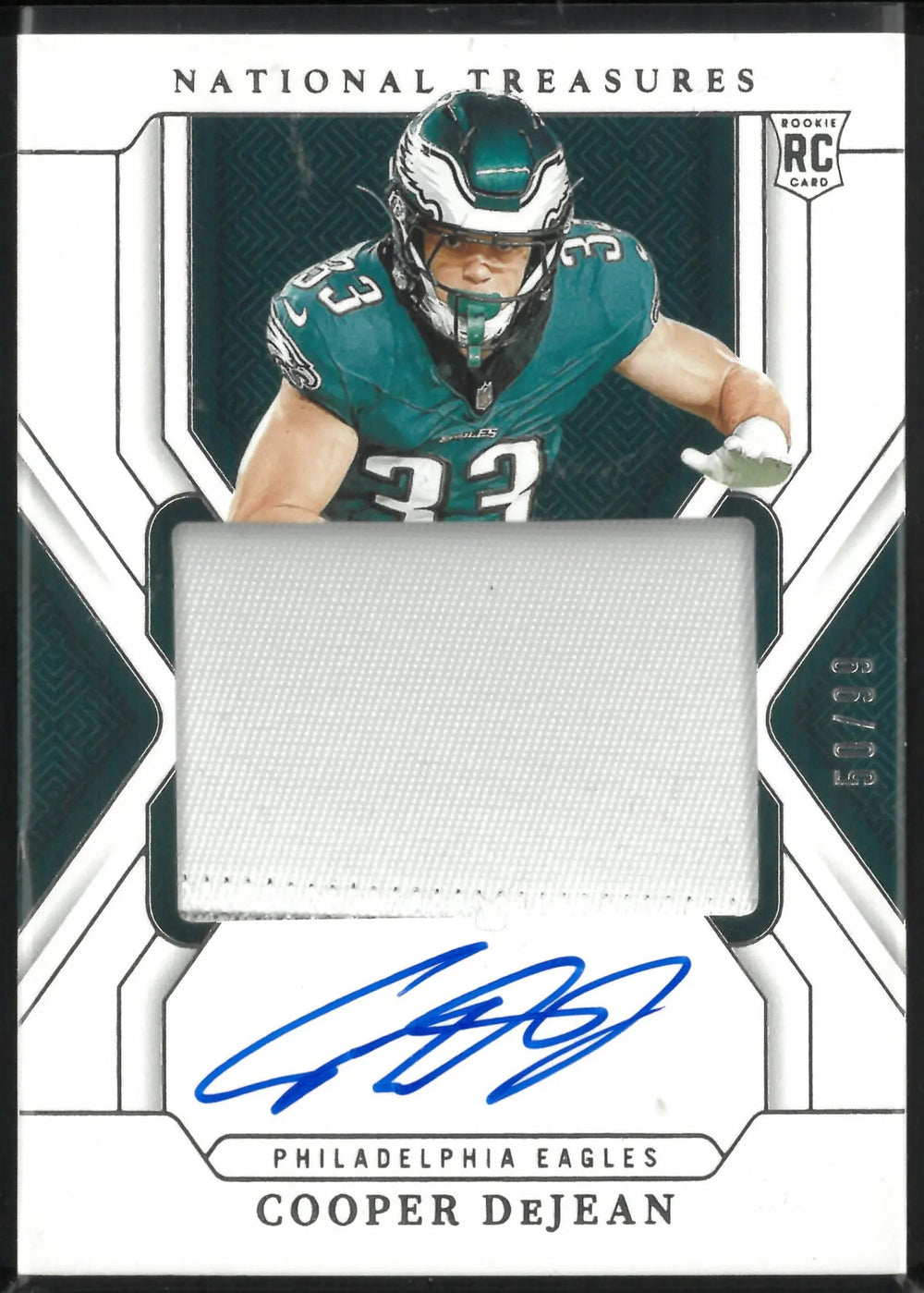 2024 Panini National Treasures Rookie Patch Autograph Cooper DeJean RC /99