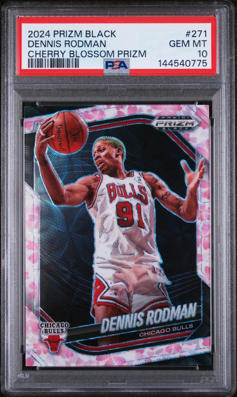 2024 Panini Prizm Black Cherry Blossom Dennis Rodman /20 PSA 10