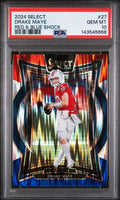 2024 Panini Select Rookie Drake Maye Red & Blue Shock RC PSA 10