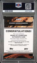 2024 Topps Chrome UFC Marks Of Champions Auto Khabib Nurmagomedov Gold Refractor PSA 9