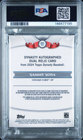 2024 Topps Dynasty Baseball Dynasty Dual Patch Auto Sammy Sosa Gold 1/1 PSA 8