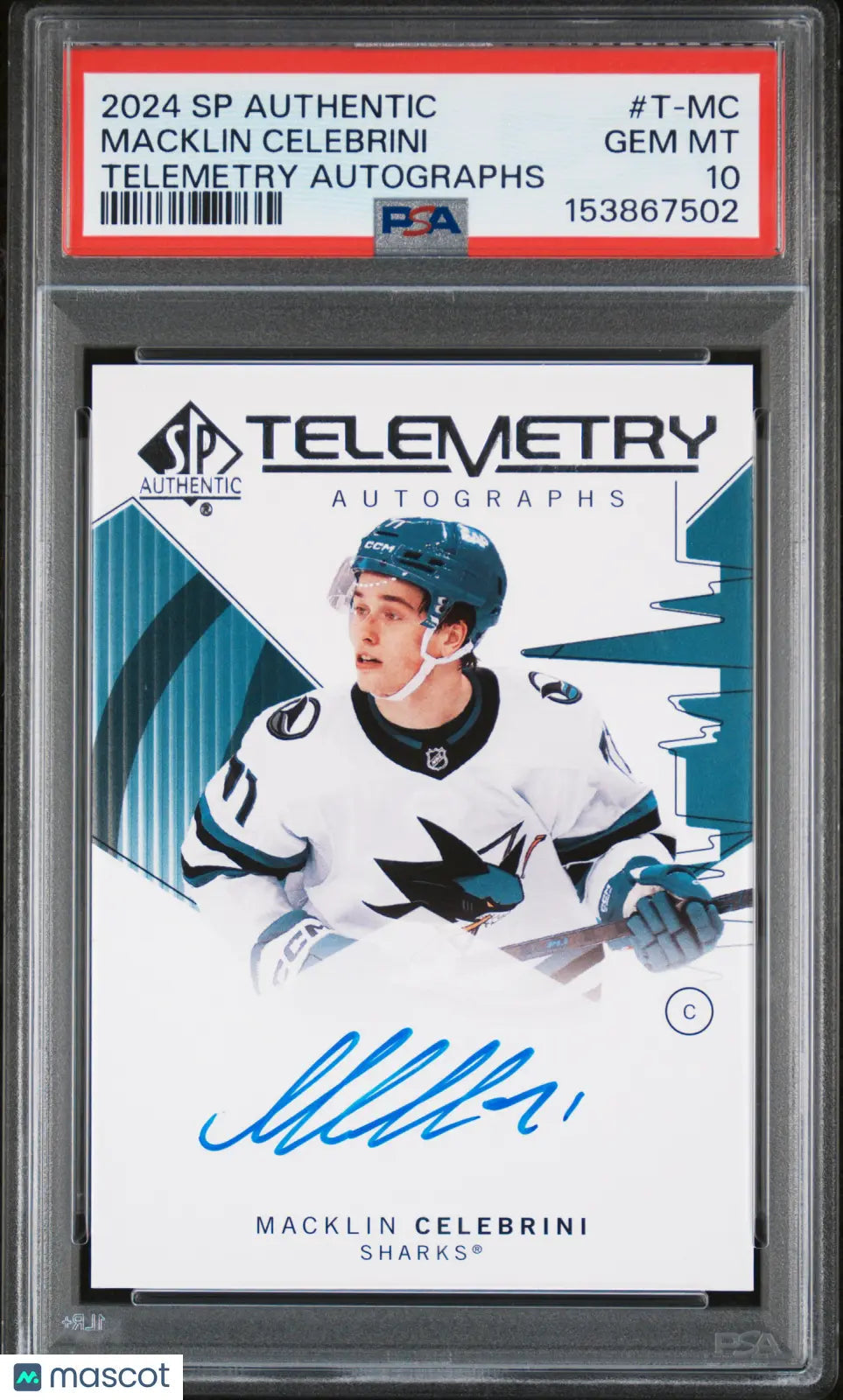 2024 UD SP Authentic Telemetry Autograph Auto Macklin Celebrini RC PSA 10