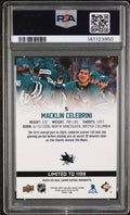2024 Upper Deck Game Dated Moments Macklin Celebrini Debut RC Rookie #5 PSA 10