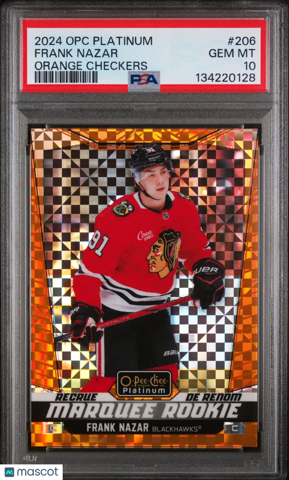 2024 Upper Deck O-Pee-Chee Platinum RC Frank Nazar #206 Orange Checkers PSA 10