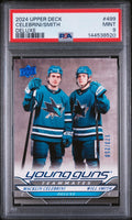 2024 Upper Deck Series 2 Young Guns Rookie Celebrini/Smith Deluxe /250 RC PSA 9
