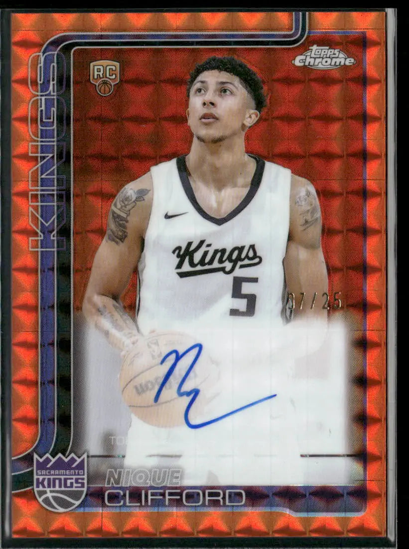 2025-26 Topps Chrome Basketball Orange Rookie Auto Nique Clifford /25