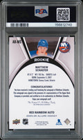 2025-26 UD Allure Extended Matthew Schaefer RC Rookie Auto Red Rainbow PSA 9