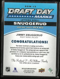 2025-26 UD SP Game Used Draft Day Marks Letters Jimmy Snuggerud Auto Patch /35