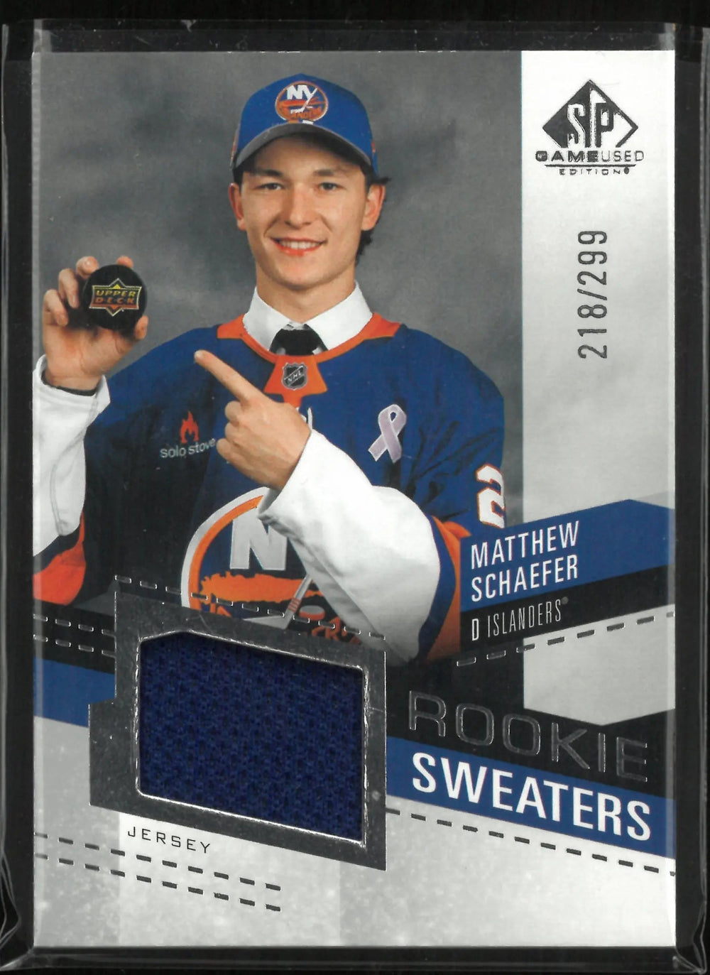 2025-26 Upper Deck SP Game Used Rookie Sweaters Matthew Schaefer /299 RC