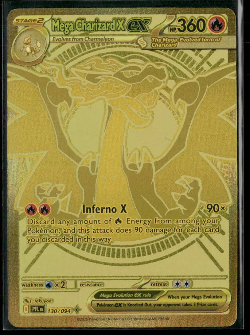 2025 Pokemon Phantasmal Flames Mega Hyper Rare Mega Charizard X ex 130/094