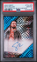 2025 Topps Finest WWE The Finest Autographs Seth Rollins Blue Checker /75 PSA 10