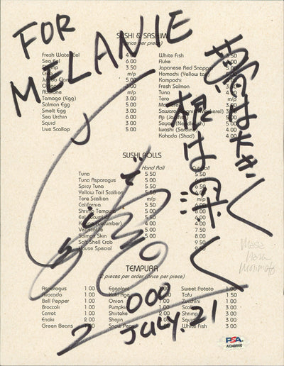 Chef Nobu Matsuhisa "For Melanie" Authentic Signed 8.5x11 Menu PSA/DNA #AQ49860
