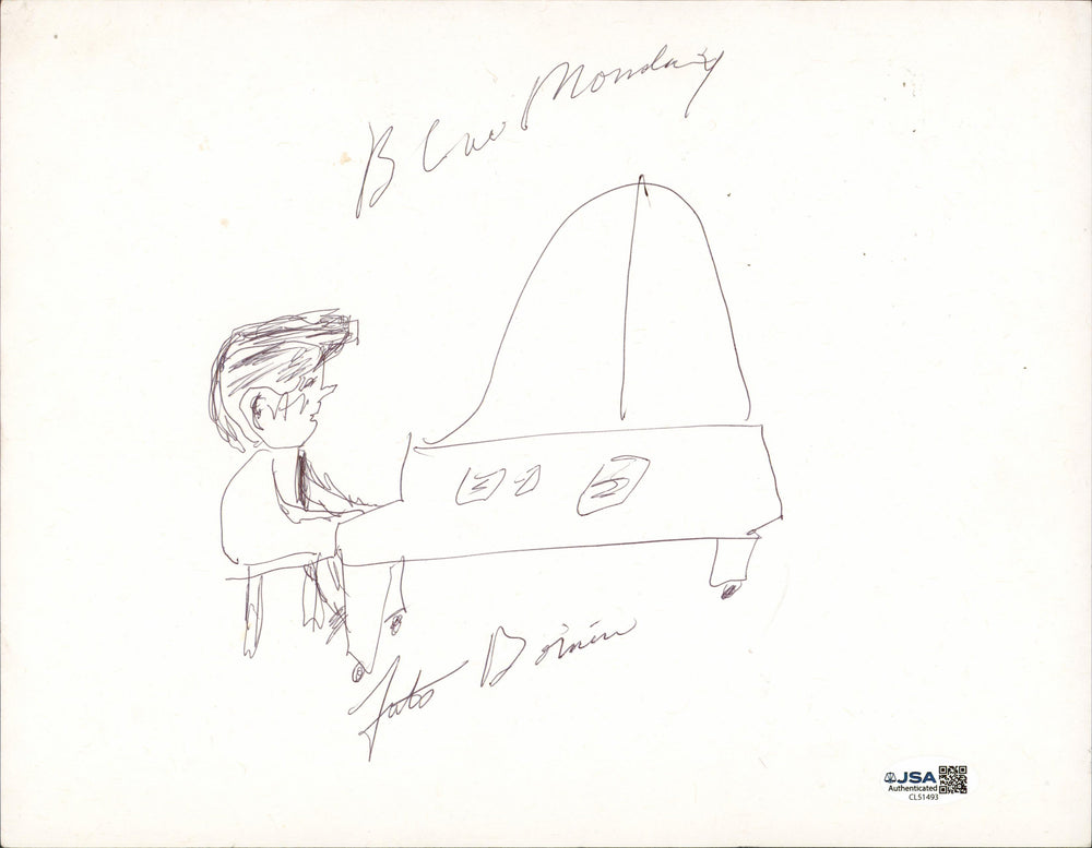Fats Domino "Blue Monday" Authentic Signed 8.5x11 Personal Sketch JSA #CL51493