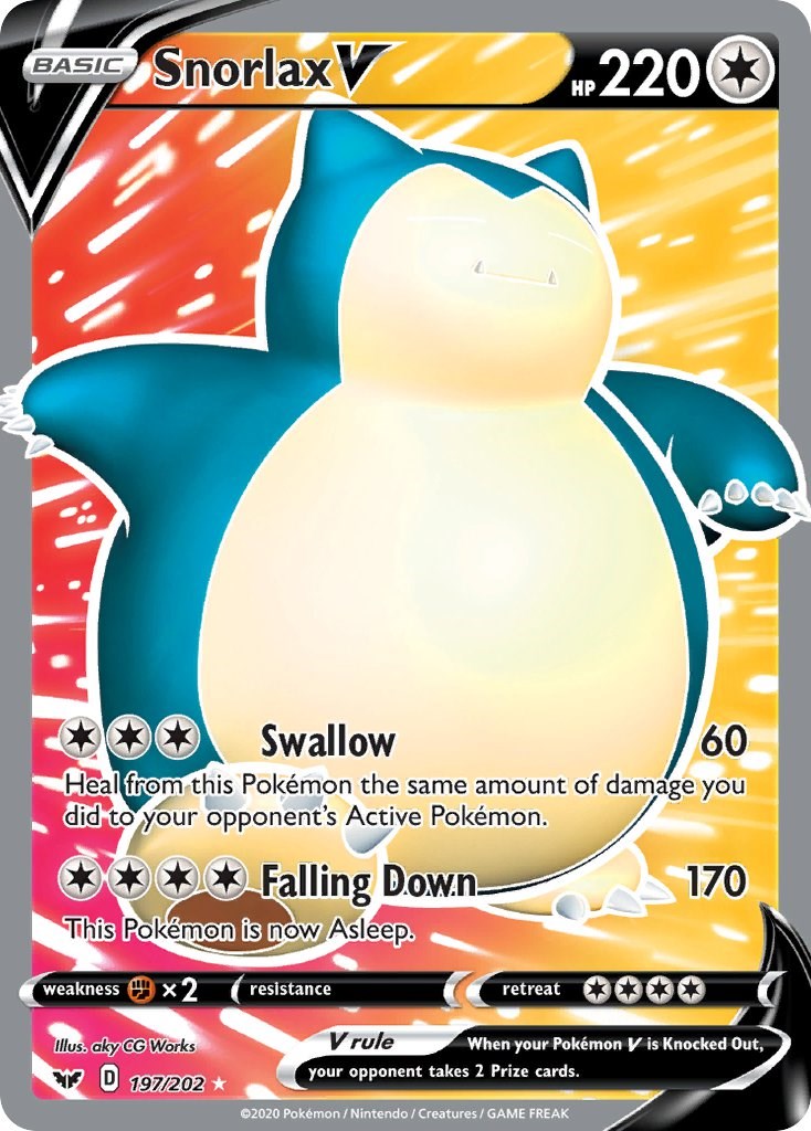 Snorlax V (Full Art) - 197/202 - (SWSH01: Sword & Shield Base Set)