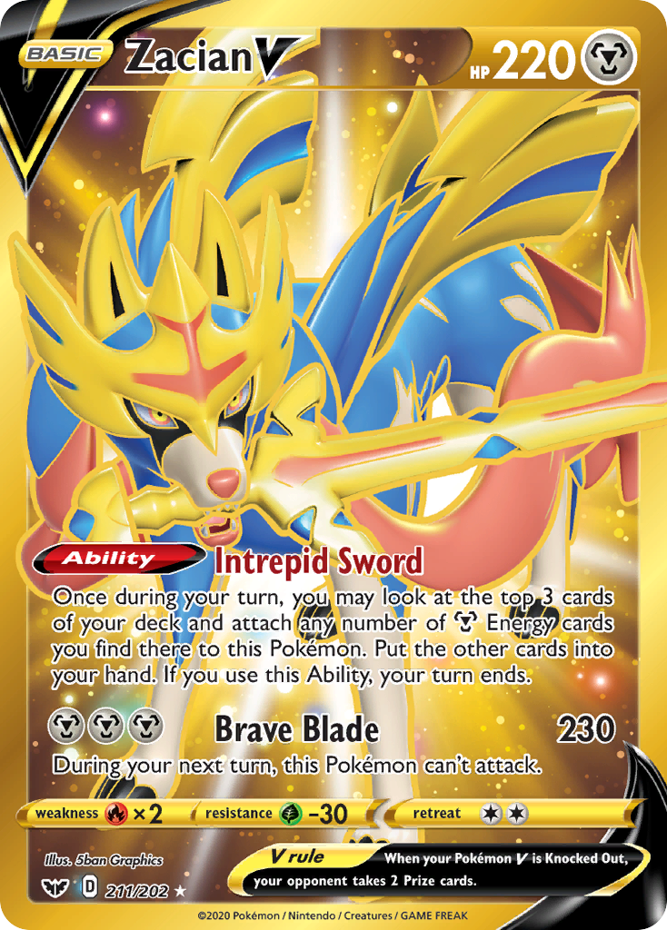 Zacian V 211 202 Sword Shield Holofoil