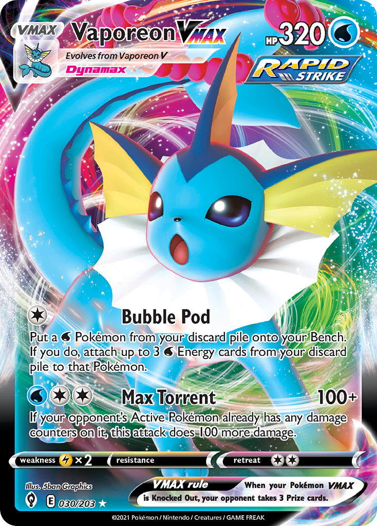 Vaporeon Vmax 30 203 Evolving Skies Holofoil