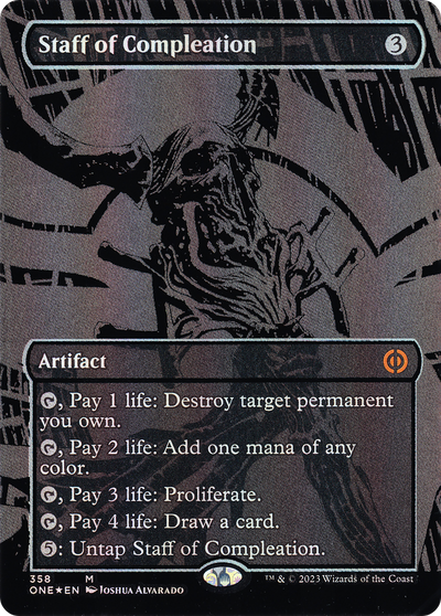Staff of Compleation (ONE-358) - Phyrexia: All Will Be One (Borderless) Foil