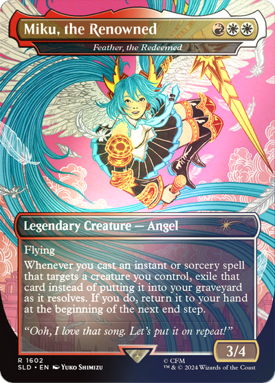 Feather, the Redeemed (SLD-1602â˜…) - Secret Lair Drop / Miku, the Renowned (Borderless) Foil