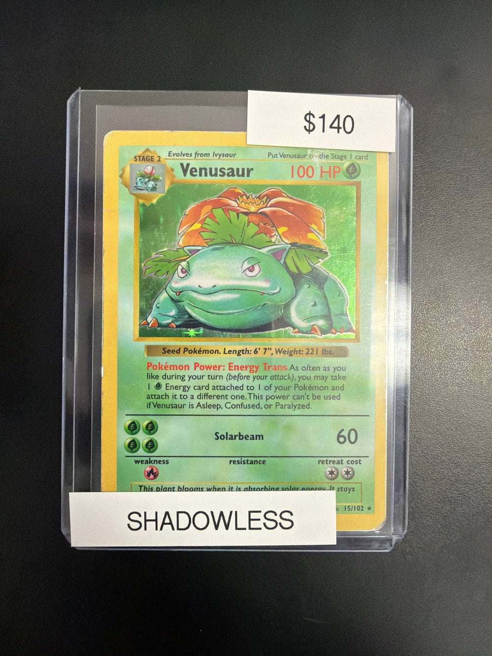 Pokemon Venusaur Base Set Shadowless #15/102 Damaged