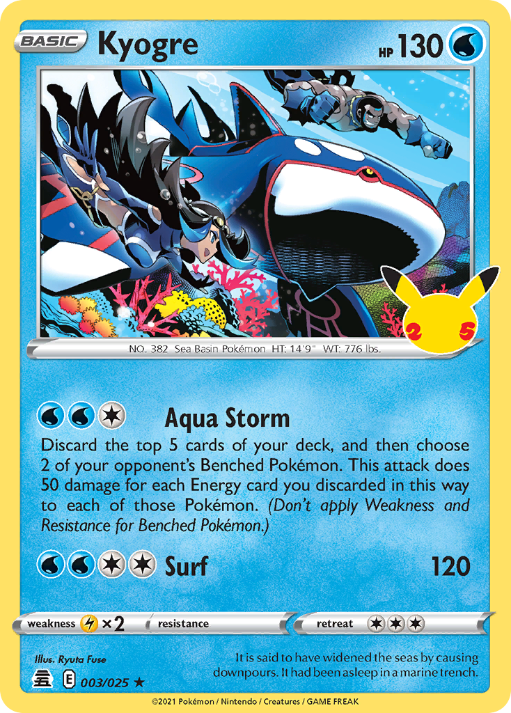 Kyogre 3 25 Celebrations Holofoil