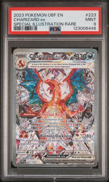 2023 POKEMON OBF EN-OBSIDIAN FLAMES #223 CHARIZARD ex SPECIAL ILLUSTRATION RARE PSA 9