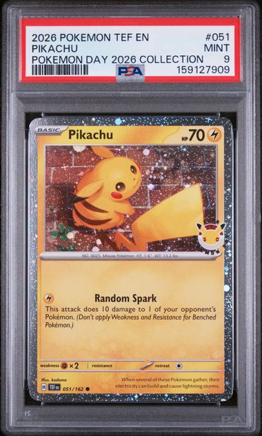 2026 POKEMON TEF EN-TEMPORAL FORCES #051 PIKACHU POKEMON DAY 2026 COLLECTION PSA 9