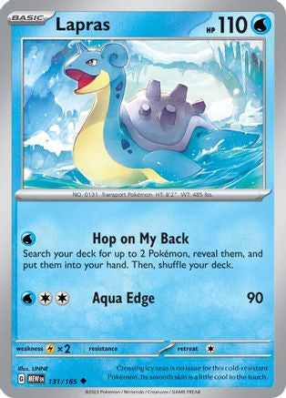 Lapras 131 Sv Scarlet And Violet 151 Reverse Holofoil