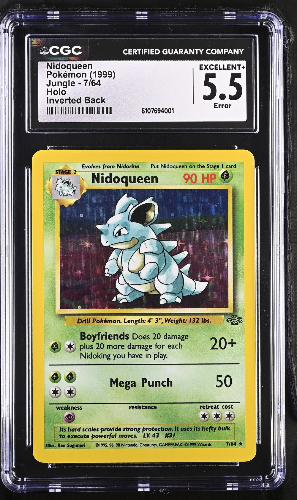 Nidoqueen CGC 5.5 1999 Jungle #7/64 INVERTED BACK