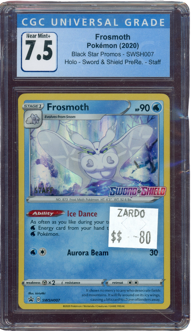 CGC 7.5 FROSMOTH STAFF SWORD&SHIELD PRERELEASE