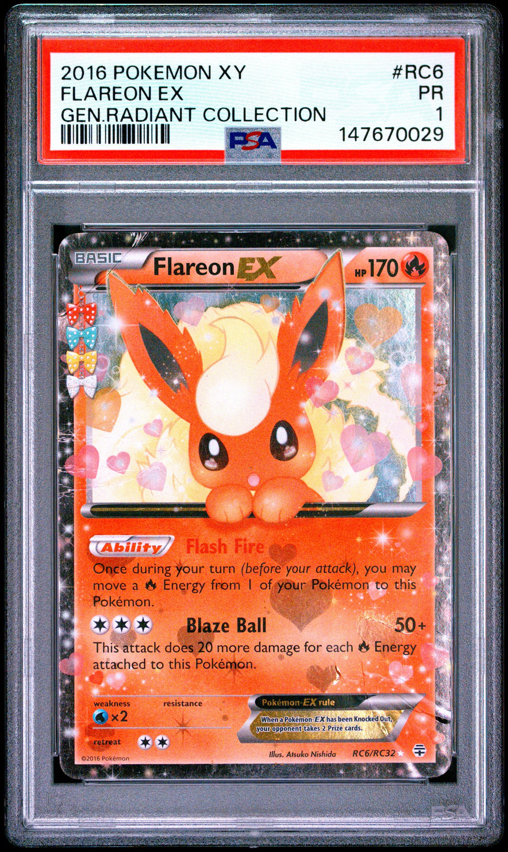 Flareon EX PSA 1 2016 Pokemon XY Generations Radiant Collection #RC6 LOW POP