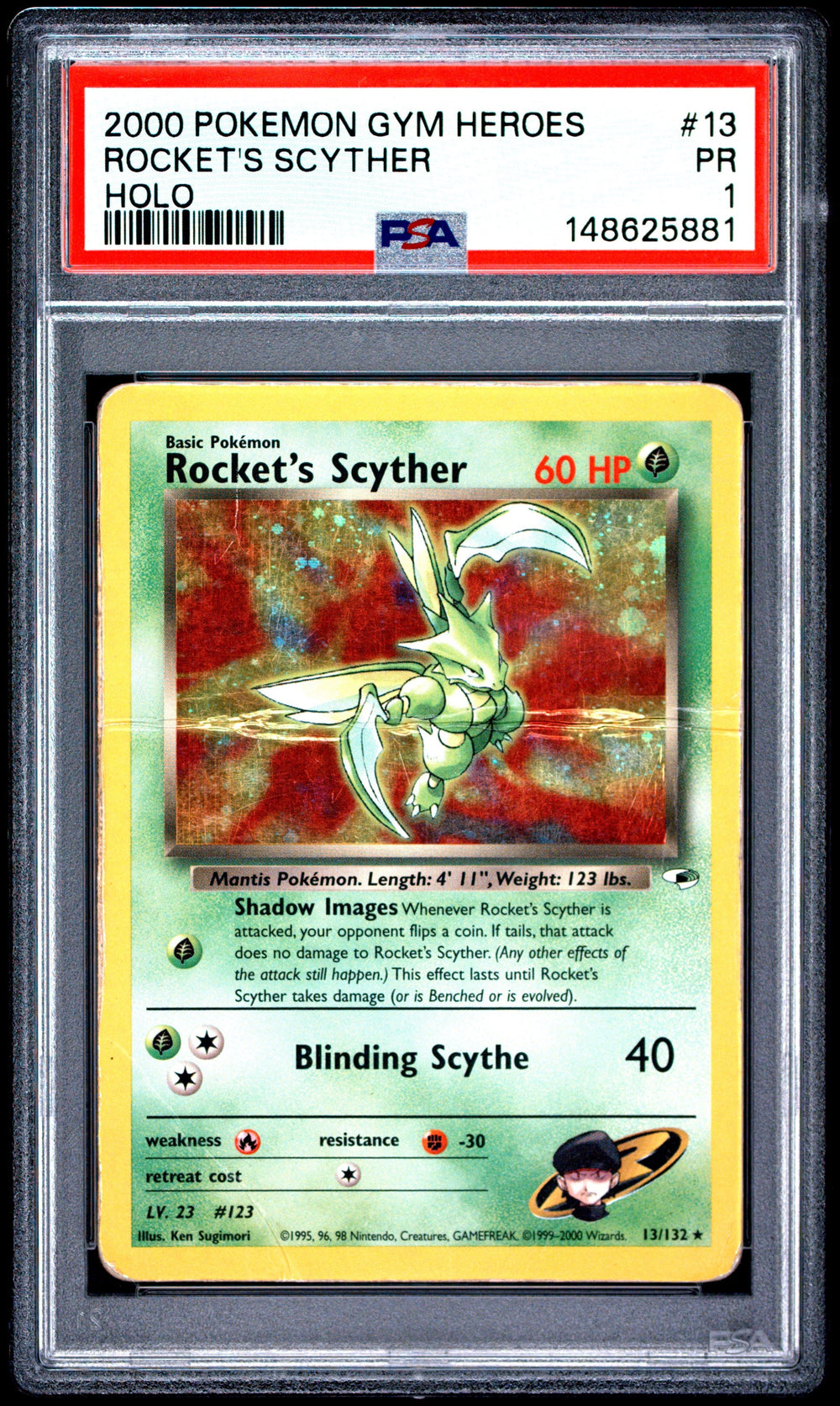 Rocket's Scyther Holo PSA 1 2000 Pokemon Gym Heroes #13 LOW POP