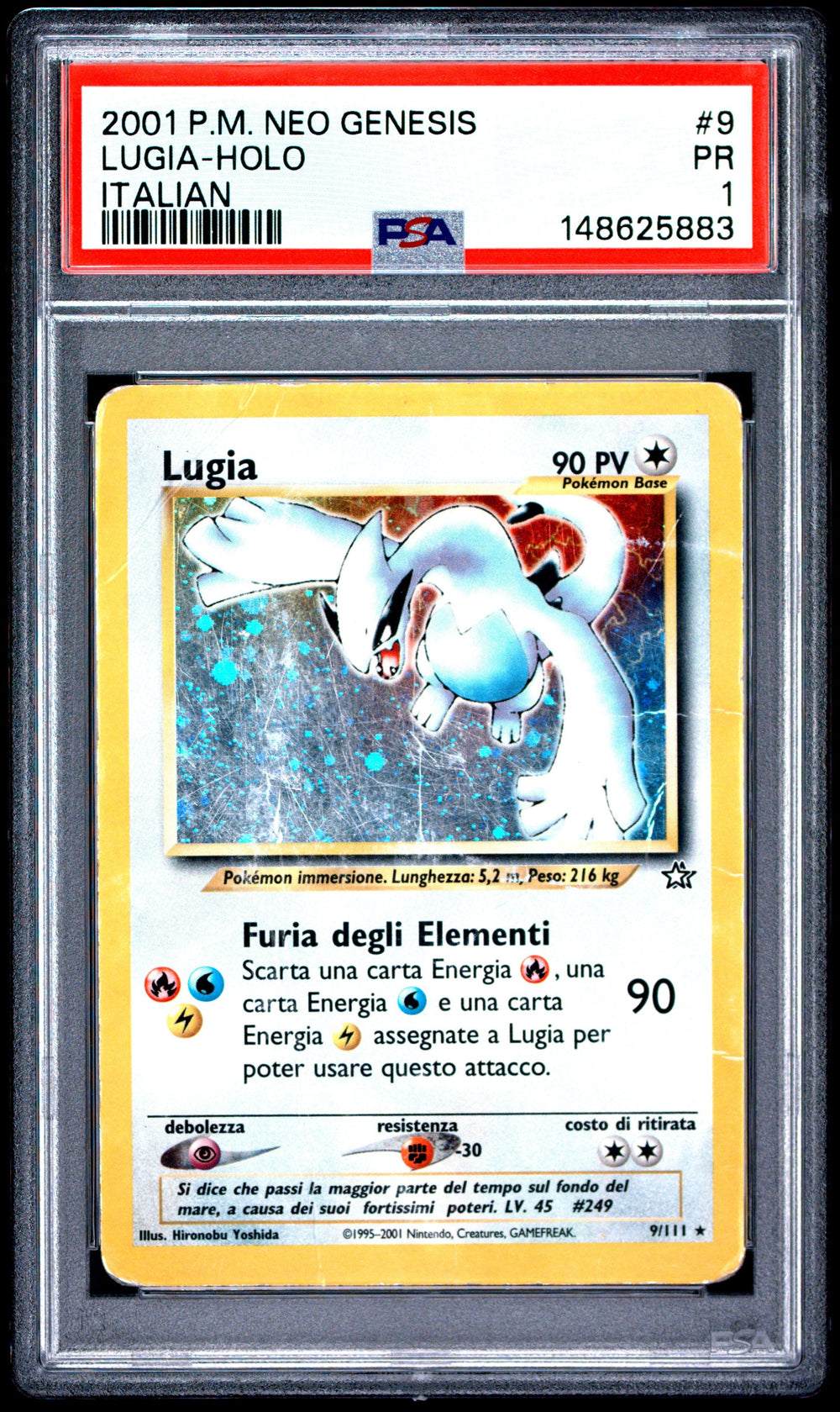 Lugia Holo Italian PSA 1 2001 Pokemon Italian Neo Genesis #9 POP 15