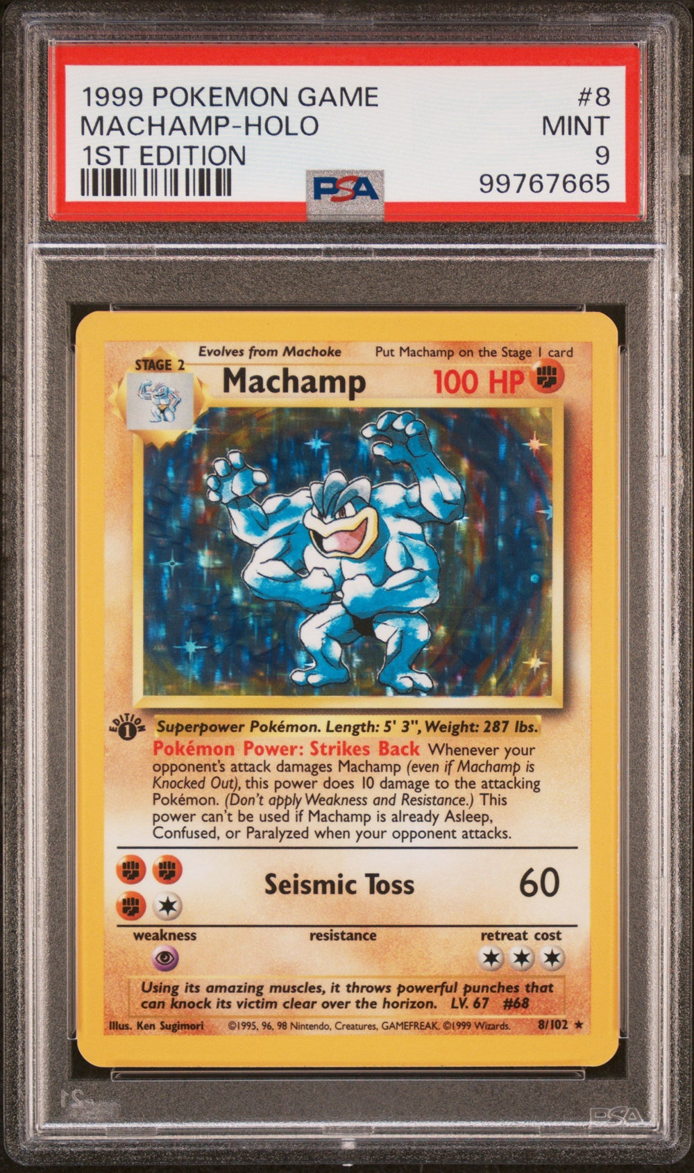 Machamp Holo 1st Edition PSA 9 1999 Pokemon Base Set #8