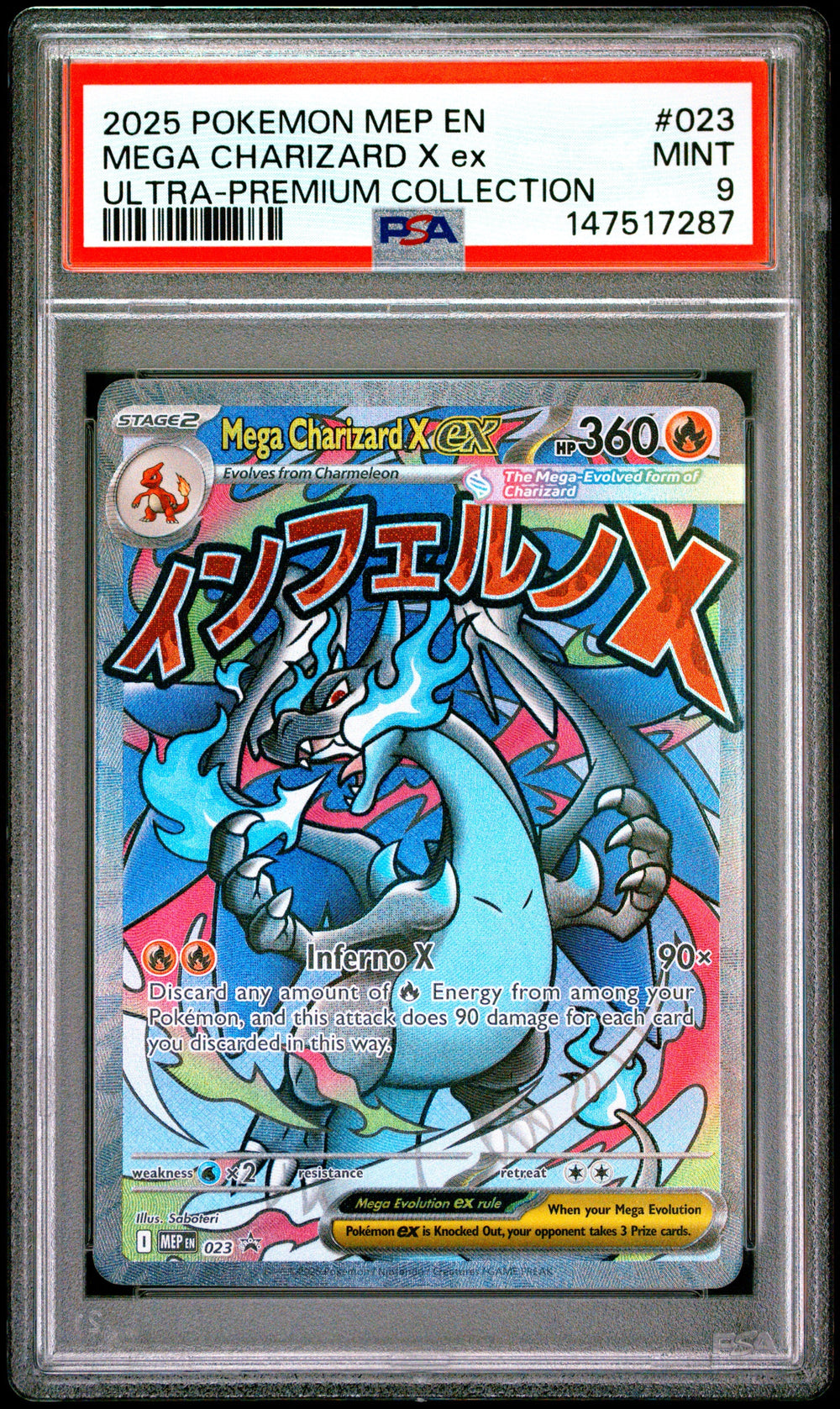 Mega Charizard X ex PSA 9 2025 Pokemon Mep En Me Black Star Promo #023