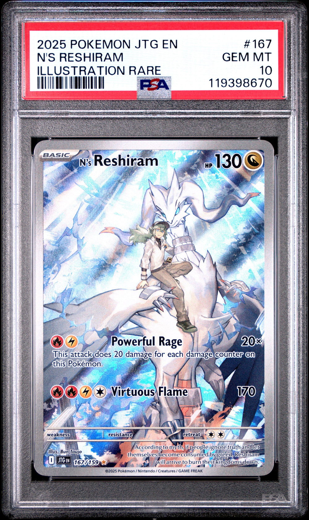 N's Reshiram PSA 10 2025 Pokemon Jtg En-Journey Together #167