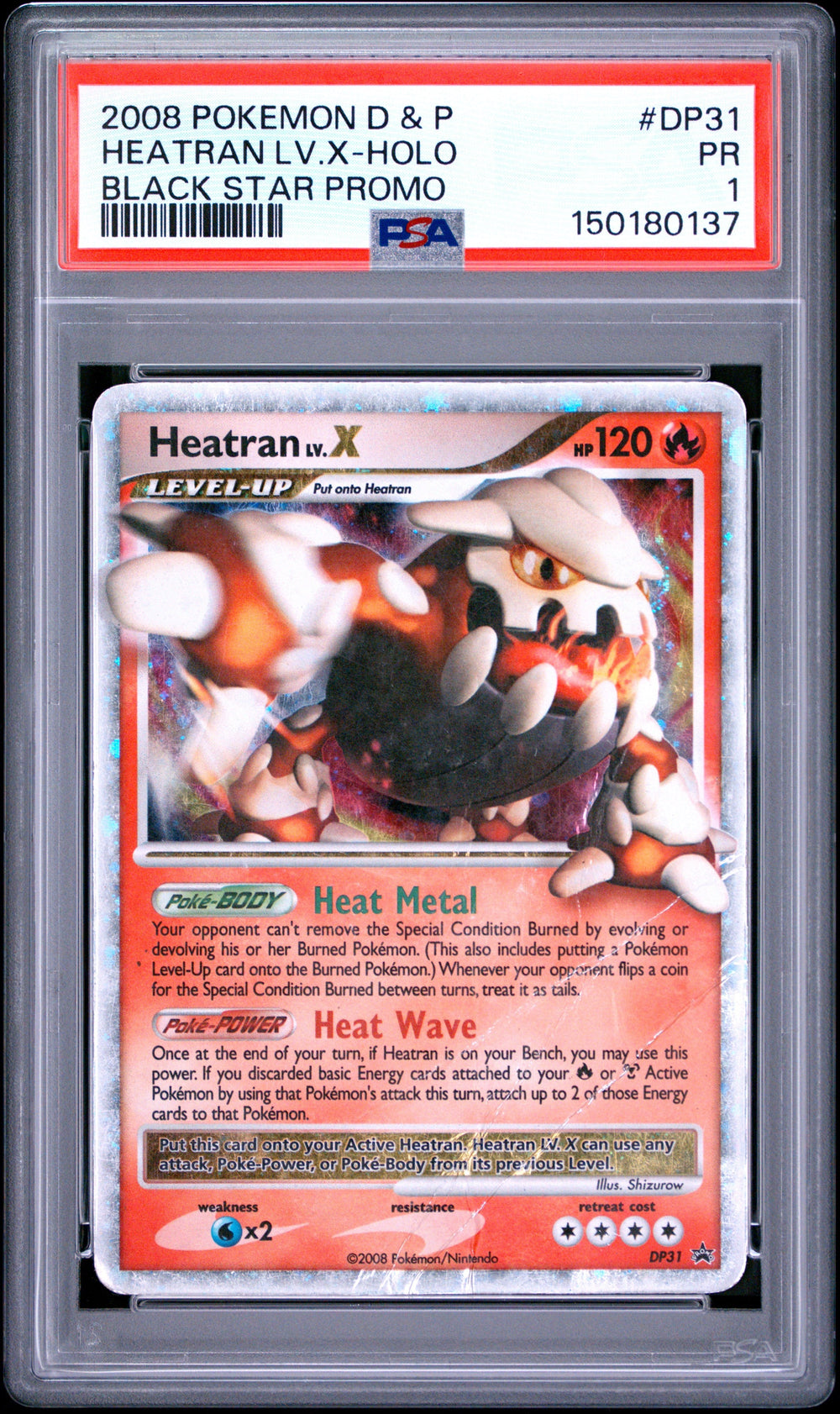 Heatran LV.X Holo PSA 1 2008 Diamond & Pearl Black Star Promo #DP31 POP 12
