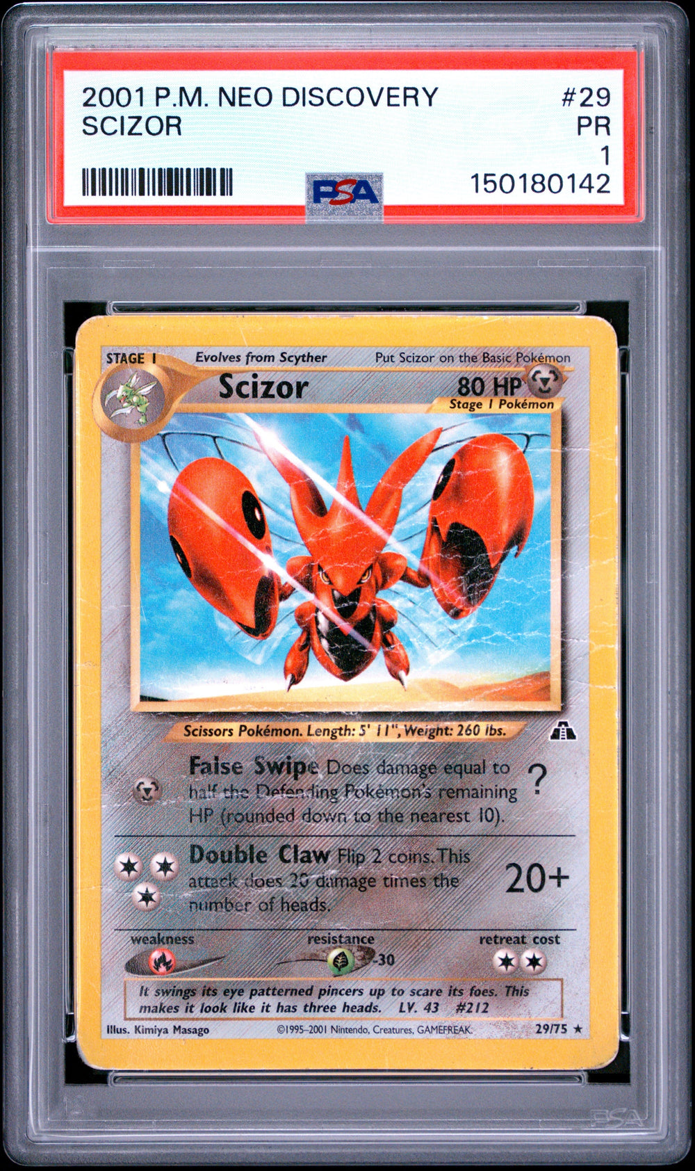 Scizor PSA 1 2001 Pokemon Neo Discovery #29 POP 3