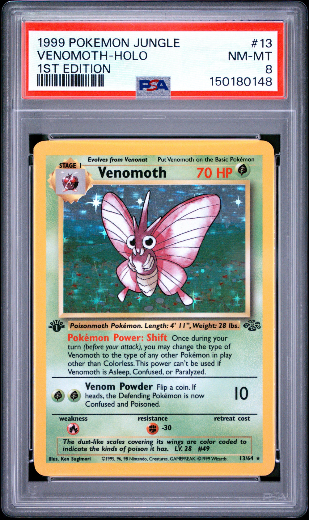Venomoth Holo 1st Edition PSA 8 1999 Pokemon Jungle #13