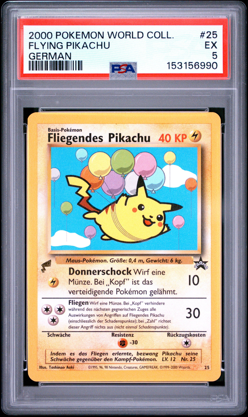 Flying Pikachu PSA 5 2000 Pokemon Pikachu World Collection #25 German