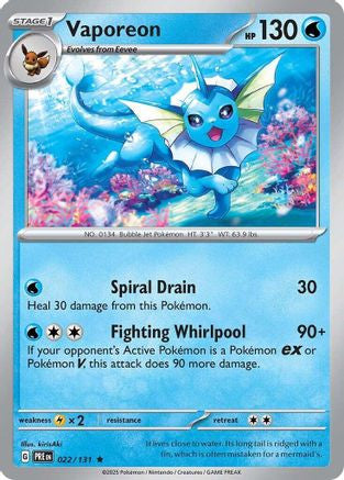 Vaporeon 22 Sv Prismatic Evolutions Holofoil